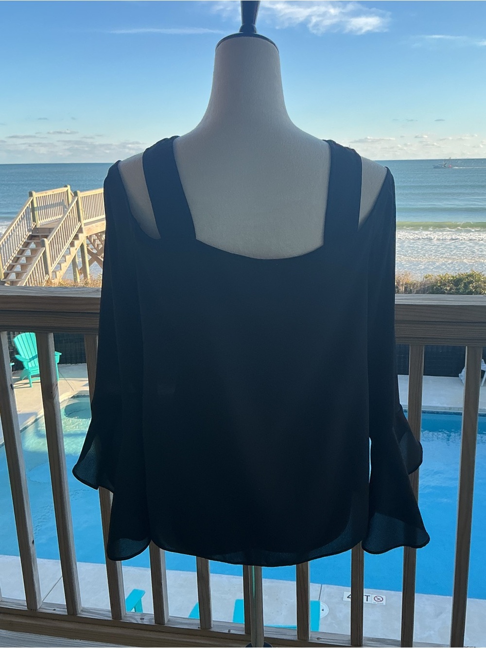H by Halston Cold Shoulder Elegant Blouse - Picture 2 of 16